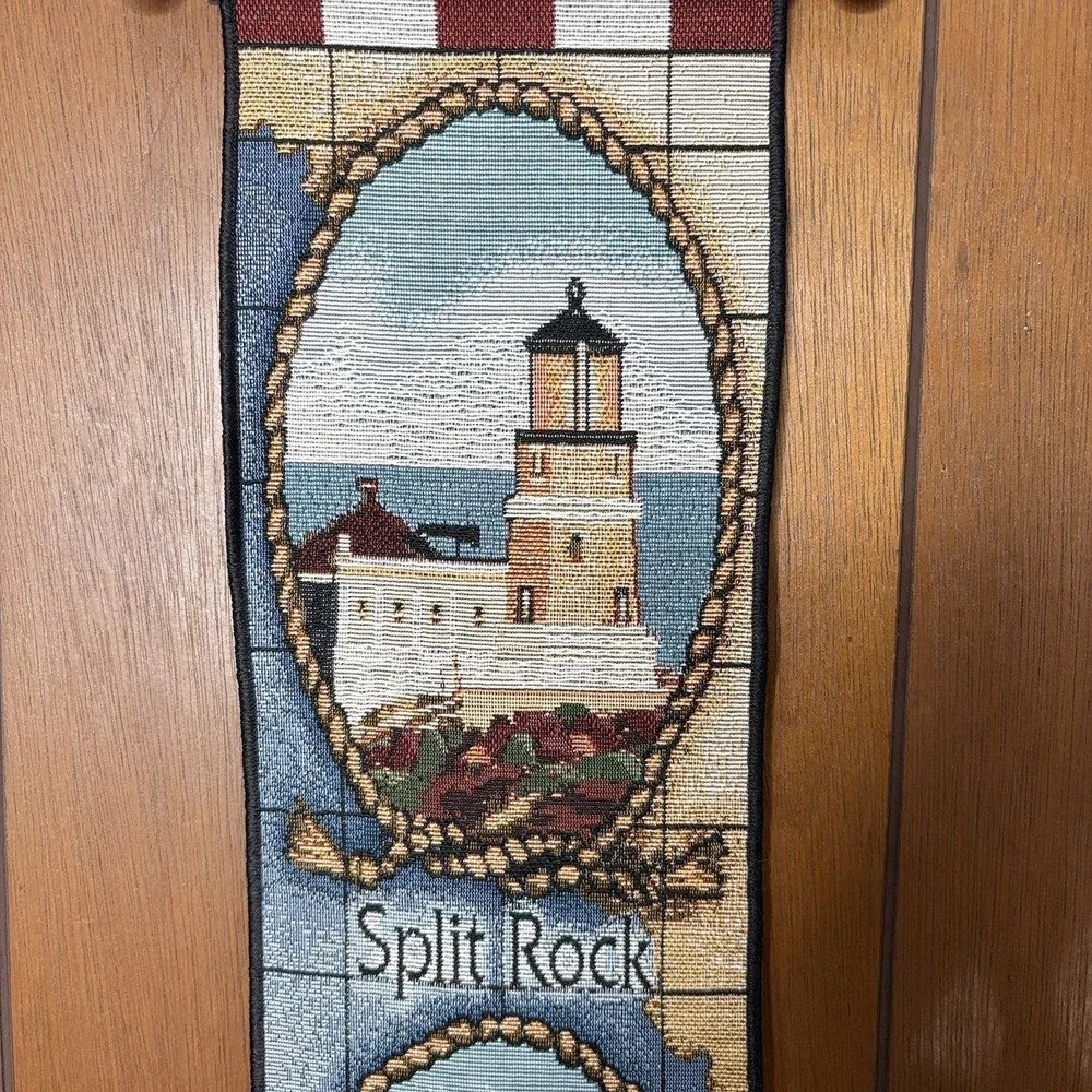 Vintage Lighthouses Of The Great Lakes Bell Pull Wall Hanging‎ Nautical Coastal